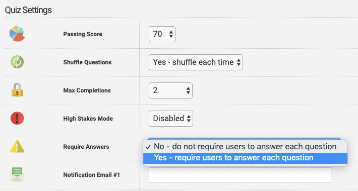 Quiz Settings