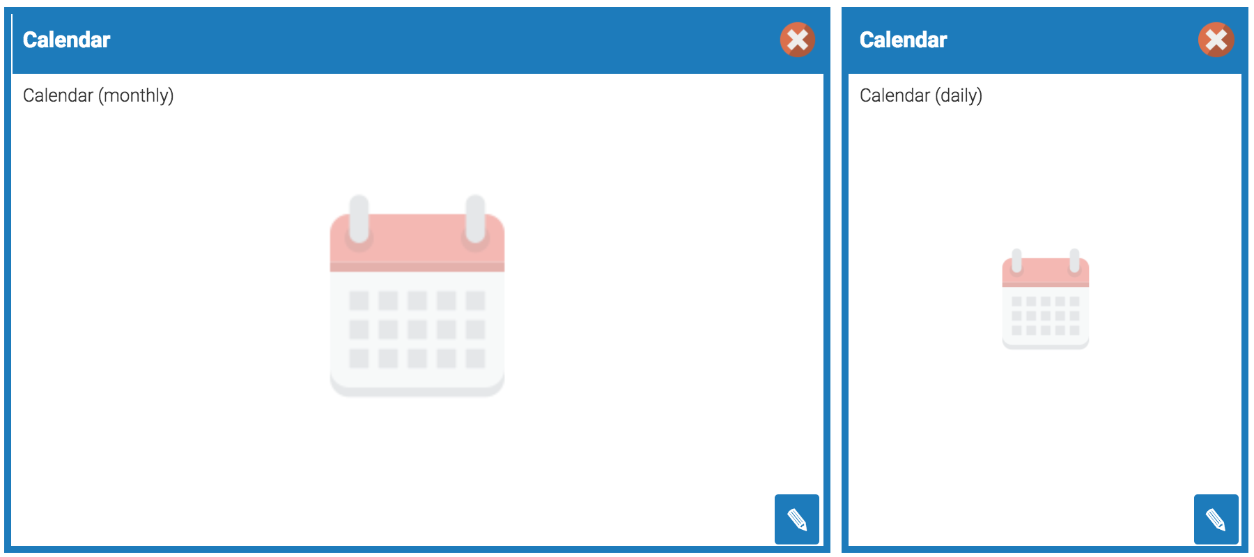 Learning Portal widgets - Admin view