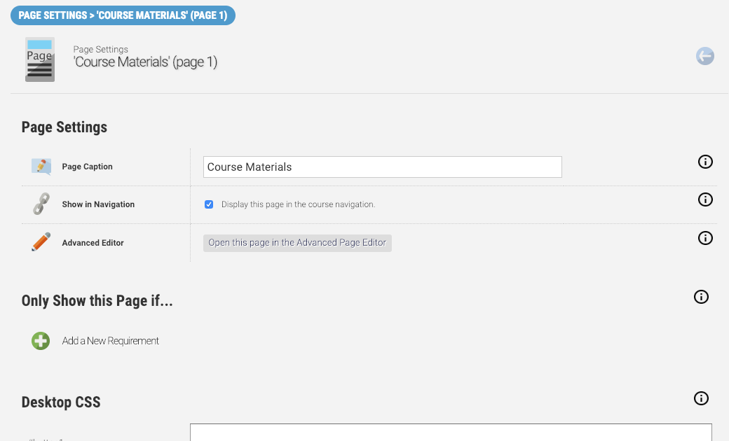 Course Page Settings