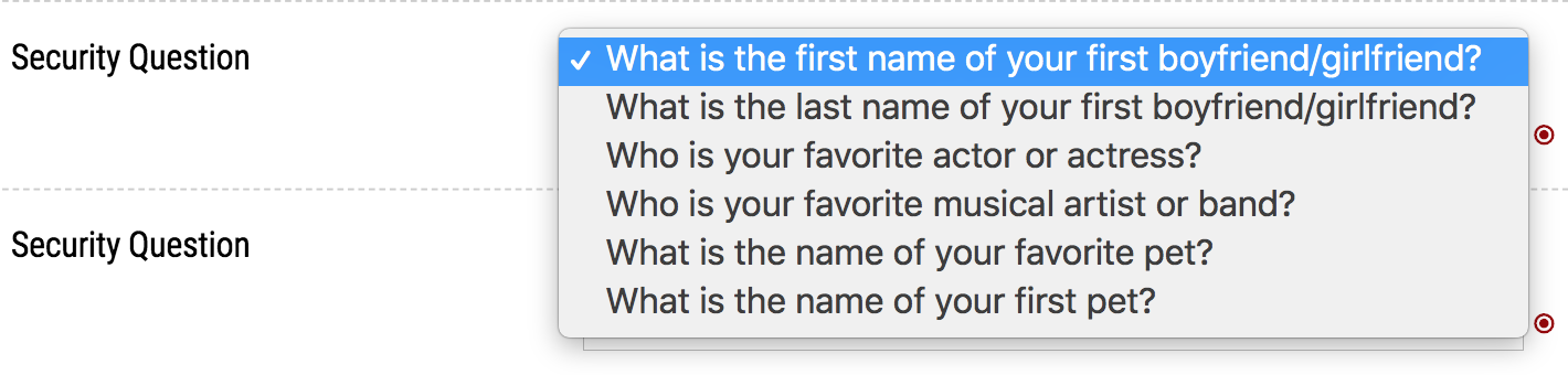 Security Questions