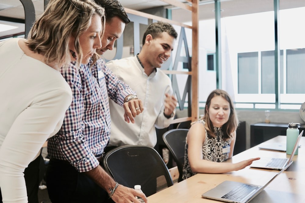 Employees working on a project together