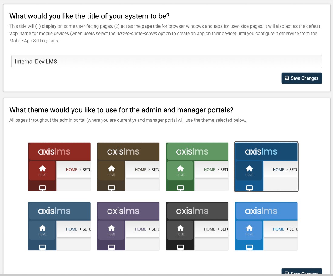 Axis LMS Screen Shot