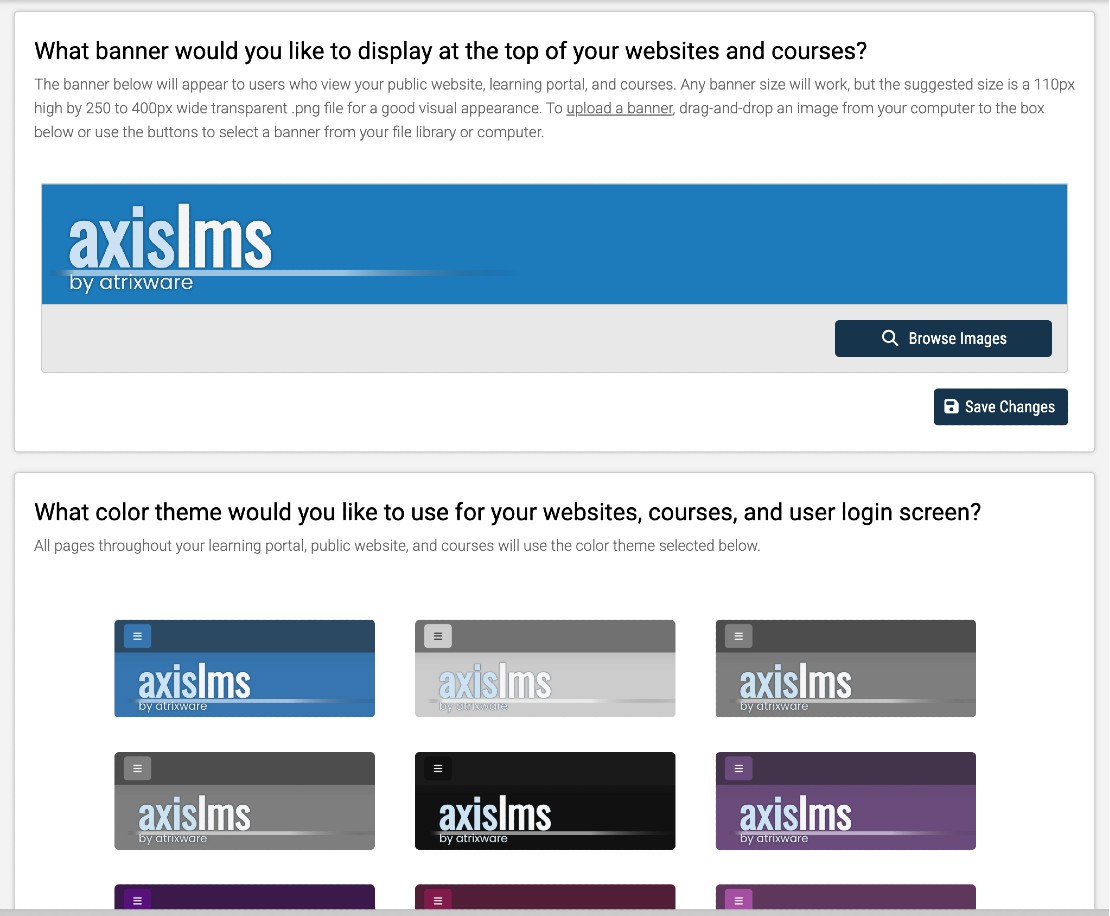 Axis LMS Screen Shot