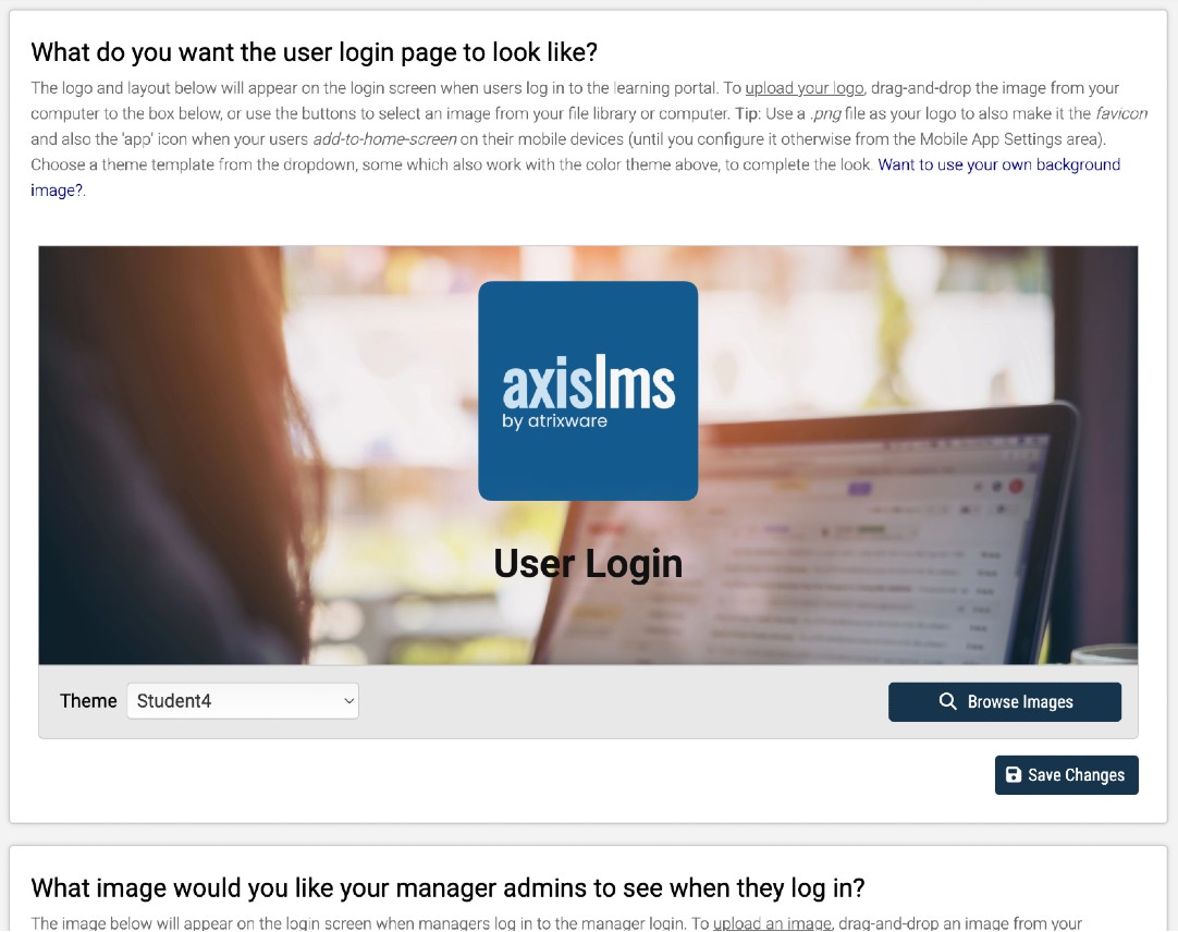 Axis LMS Screen Shot