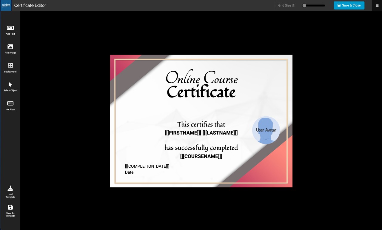 Custom Certificates in Axis LMS
