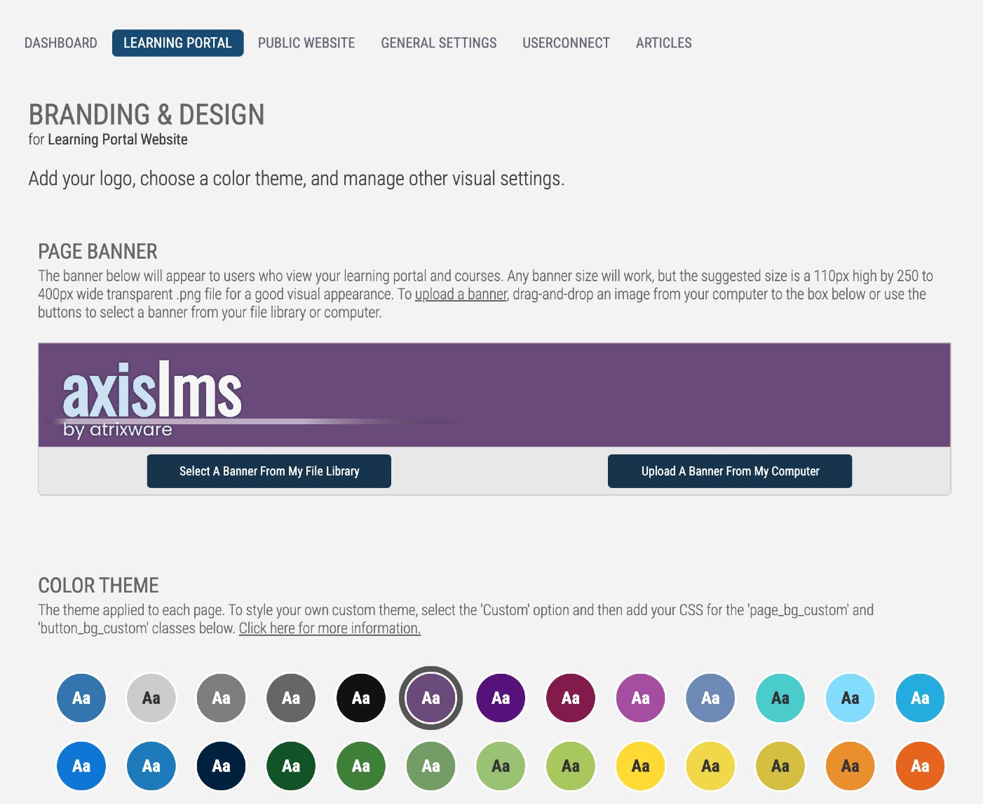Axis LMS Screen Shot