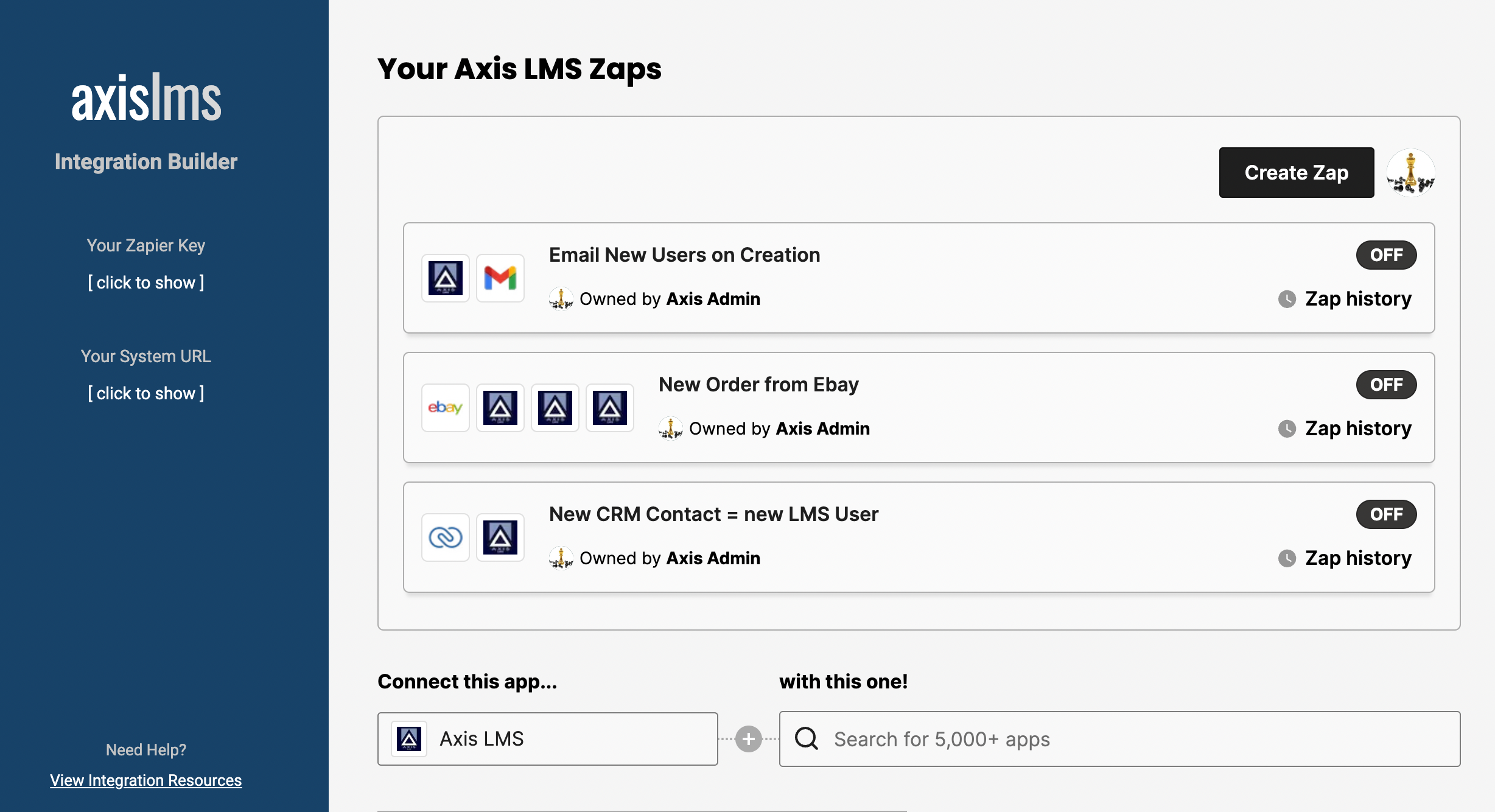 Axis LMS Screen Shot